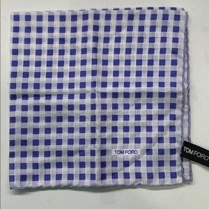 Tom Ford Blue/white Picnic Pattern Pocket Square